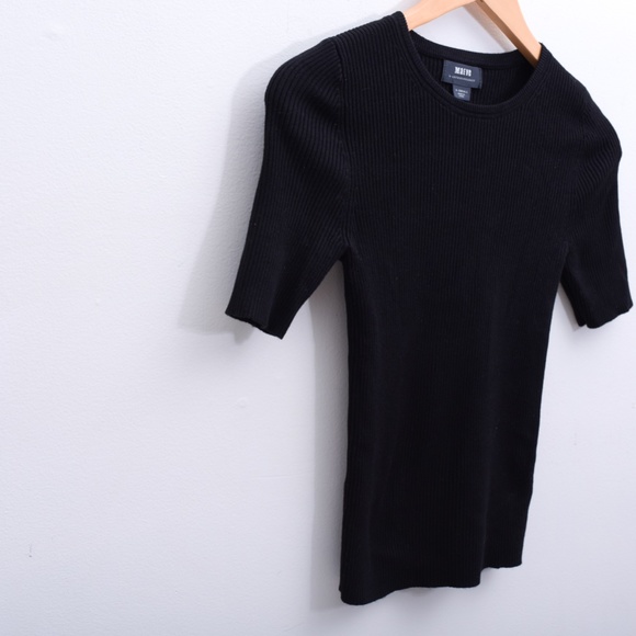 Anthropoligie Maeve Josepha Ribbed Black Crew Neck Stretchy Closet Must Have  XS - Picture 2 of 8